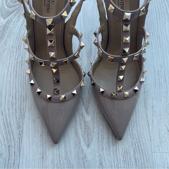 Valentino Garavani rockstud ankle strap high heel nude beige leather sz EU 38.5 - Picture 5 of 10